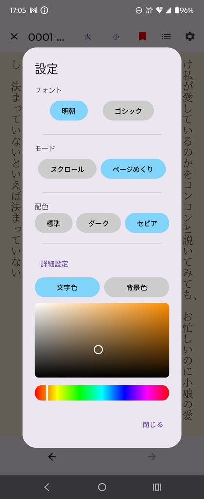 設定ウィンドウ詳細